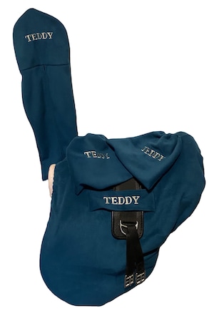 Matchy Set Of Personalised Embroidered Saddle, Bridle And Stirrup Cover Lots Of Colours