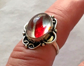 Exotic Ladies-Girls 925 Solid Sterling Silver Dichroic Glass Gemstone Ring-Size 6 1/2