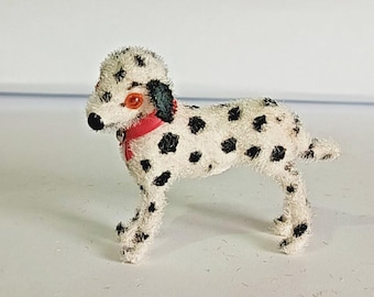 Flocked Dalmatian Puppy Dog Wagner Kunstlerschutz Handwork Germany~Mini Animal