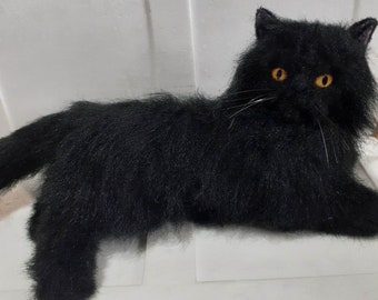 Peluche chat persan noir