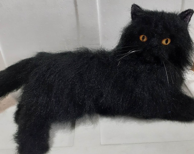 Plush Black Persian Cat Etsy