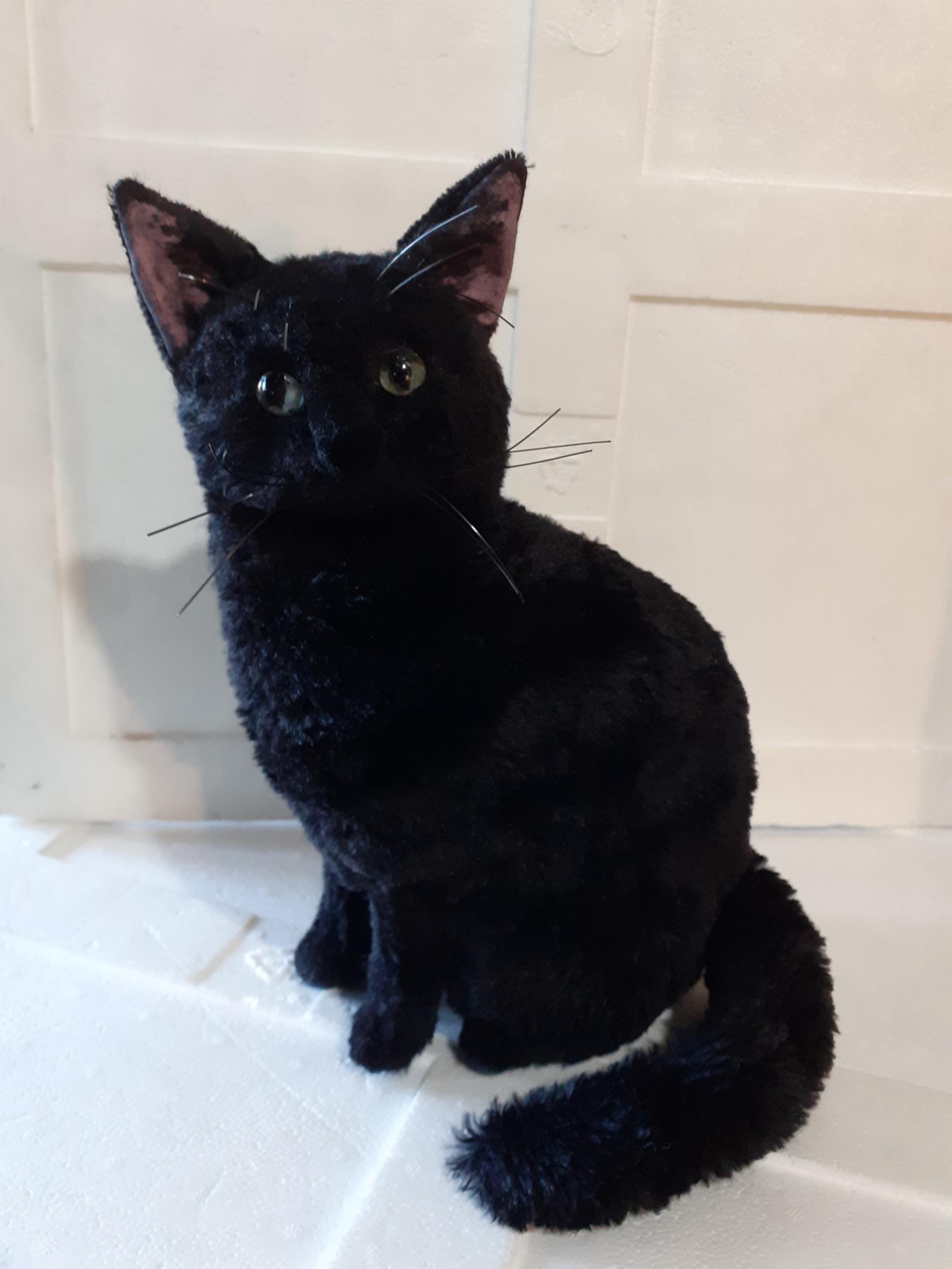 realistic black plush cat