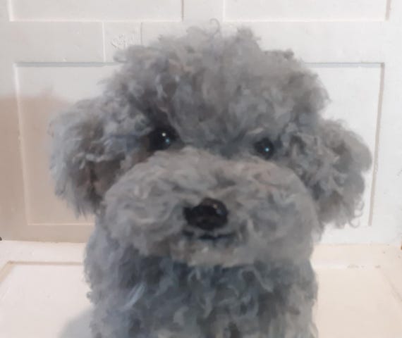リアルなぬいぐるみの犬、シルバーグレーのミニプードル - Etsy 日本
