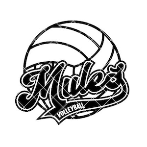 Pantoletten-Volleyball Retro Script Regular und Distressed - SVG/DXF/PNG-Datei für Schneidemaschinen und Sublimation
