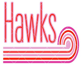Hawks Retro Style Lines - SVG/PNG file for cutting machines & sublimation -Team Sports design -Custom Team/Color Design -Retro Sports Design