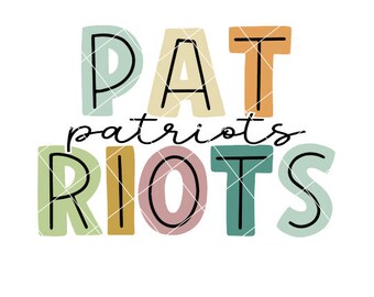 Patriots Football - Colored Block Letters - SVG/DXF/PNG file for cutting machines and sublimation