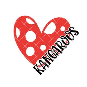 Coeur à pois avec kangourous - fichier SVG/DXF/PNG pour machines de découpe et sublimation