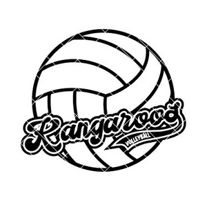 Kangaroos Volleyball Retro Script Regular and Distressed - Fichier SVG/DXF/PNG pour machines à découper et sublimation