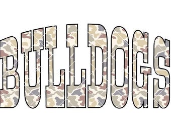 Bulldogs Arched Camo - PNG/JPG file for printing and sublimation - Customize in team/school colors or mascot