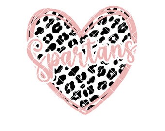 Spartans - Heart with Leopard Print - SVG/DXF/PNG file for cutting machines and sublimation