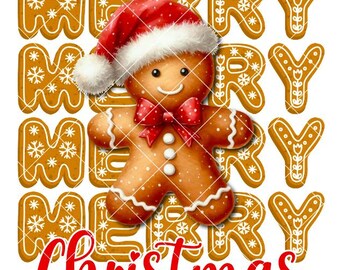 Frohe Weihnachten Lebkuchenleute - PNG / JPG Datei für Sublimationsdruck oder DTF - Weihnachtsdesign - Lebkuchenmanndesign - 5 Designs