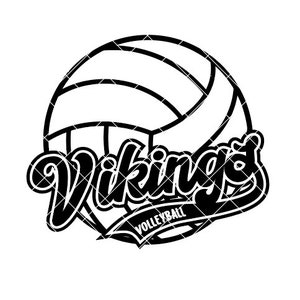Vikings Volleyball Retro Script Regular and Distressed - SVG/DXF/PNG file for cutting machines and sublimation