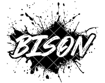 Bison Paint Splatter design - SVG/DXF/PNG file for cutting machines and sublimation - Customize in school/team colors or mascot