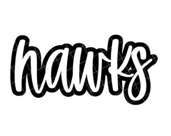 Hawks Outline SVG, School Spirit Mascot Design