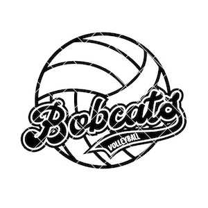 Bobcats Volleyball Retro Script Regular and Distressed - SVG/DXF/PNG file for cutting machines and sublimation