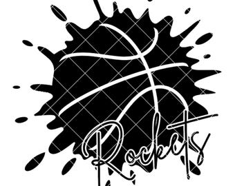 Rockets Paint Splatter Basketball - SVG/DXF/PNG file for cutting machines and sublimation - Customize in school/team colors or mascot