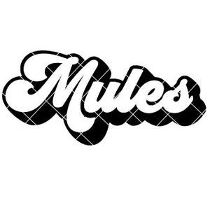 Mules Retro Script Regular e Distressed - arquivo SVG/DXF/PNG para máquinas de corte e sublimação