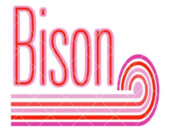 Bison Retro Style Lines - SVG/PNG file for cutting machines & sublimation -Team Sports design -Custom Color/Team Design -Retro Sports Design
