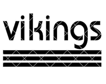Puede incluir: Un diseño gráfico negro que presenta la palabra vikings en minúsculas con una fuente sans-serif. Debajo del texto hay tres líneas horizontales negras de igual grosor. Todo el diseño está superpuesto con un sutil patrón de rejilla blanca.