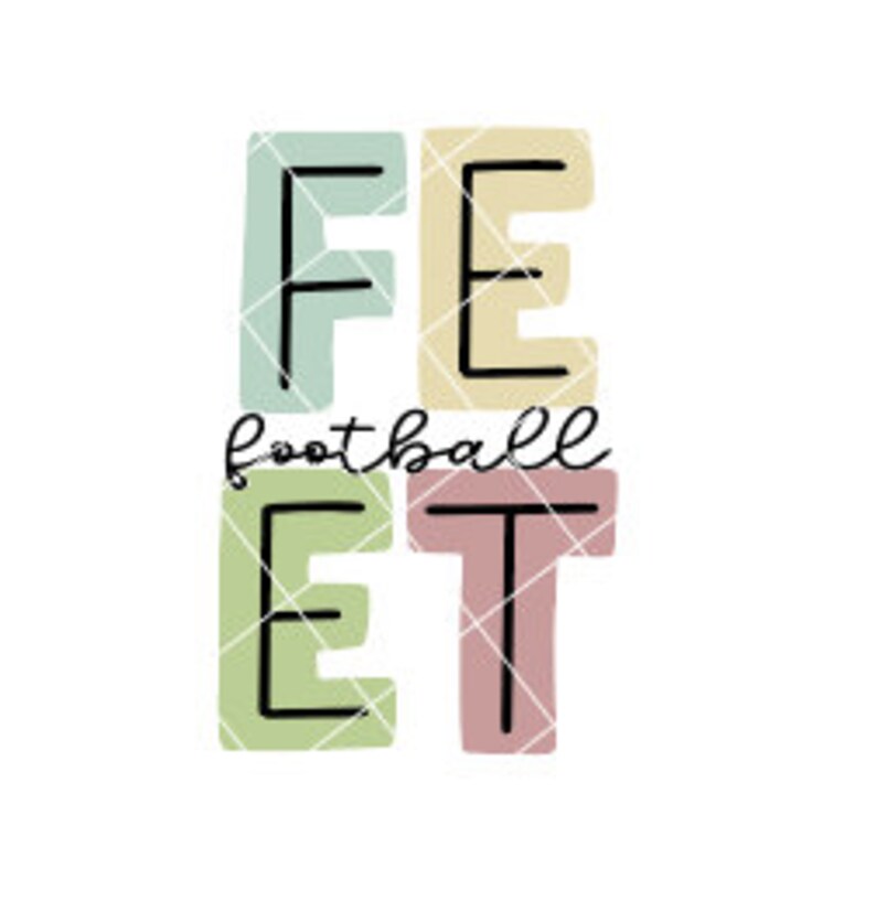 Feet Football - Colored Block Letters - SVG/DXF/PNG File for Cutting ...