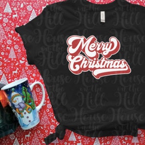 Retro Merry Christmas in Red - SVG/DXF/PNG files for cutting machines, sublimation, and print and cut vinyl