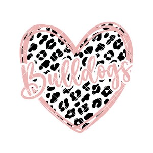Bulldogs - Heart with Leopard Print - SVG/DXF/PNG file for cutting machines and sublimation