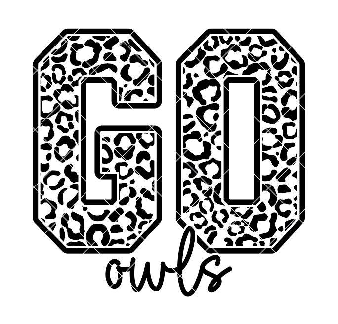 Go Owls in Leopard Print - SVG/DXF/PNG file for cutting machines and sublimation - Customize in scho