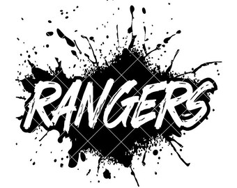 Disegno di schizzi di vernice dei Rangers - File SVG/DXF/PNG per macchine da taglio e sublimazione - Personalizzabile con i colori della scuola/squadra o con la mascotte