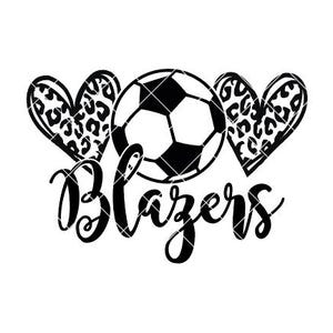 Blazers Soccer - Hearts with Leopard Print - SVG/DXF/PNG file for cutting machines and sublimation
