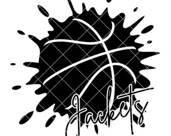 Jackets Basketball SVG, ontwerp met verfspatten en schoolgeest