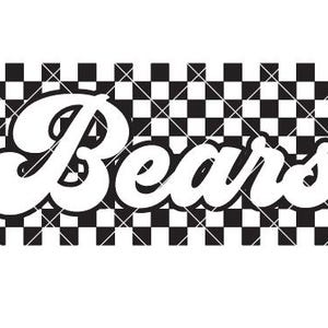Björnskript med schackrutig bakgrund - SVG/DXF/PNG-fil för skärmaskiner och sublimering