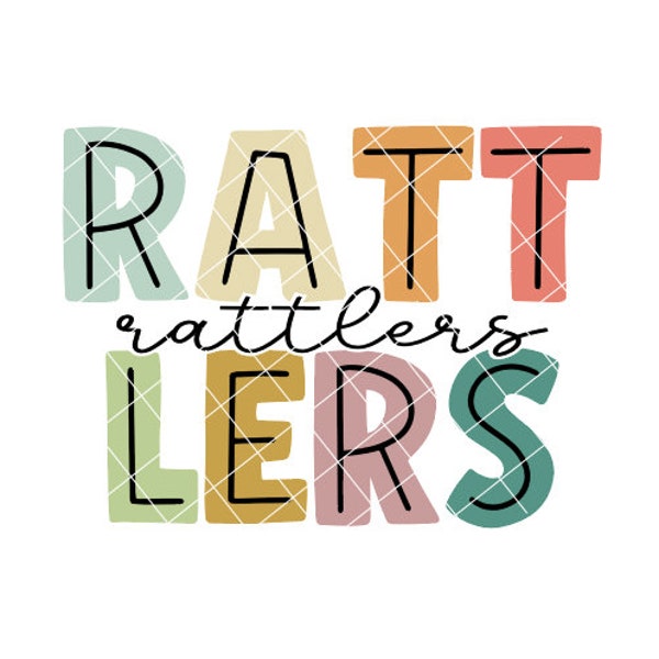 Rattlers Football - Colored Block Letters - SVG/DXF/PNG file for cutting machines and sublimation