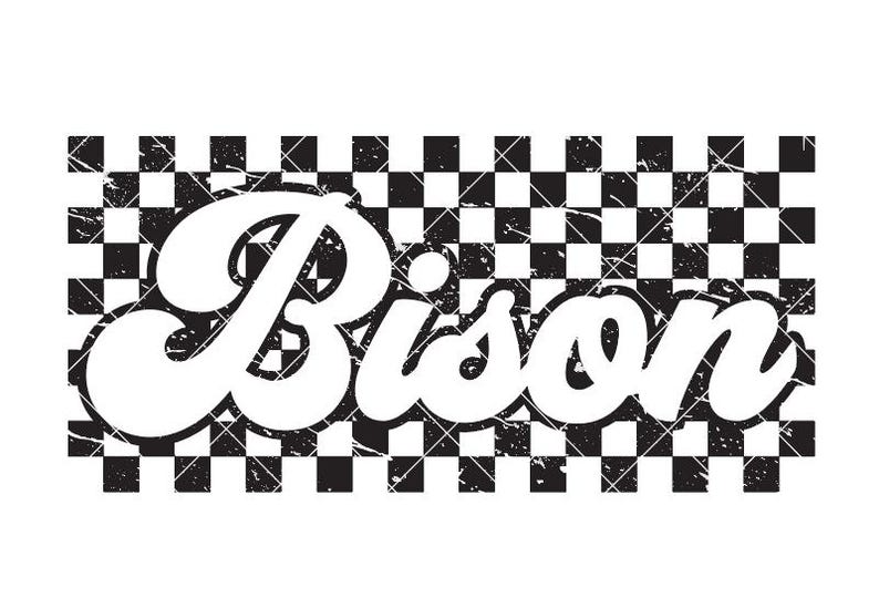 Bison Script With Checkerboard Background - SVG/DXF/PNG File for ...