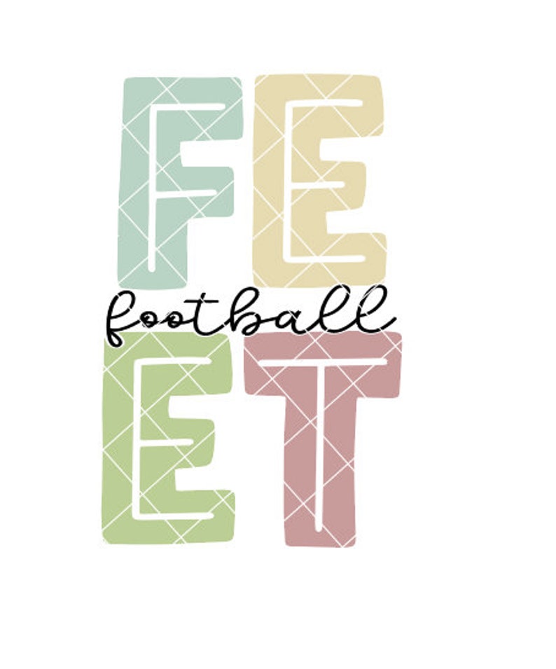Feet Football - Colored Block Letters - SVG/DXF/PNG File for Cutting ...