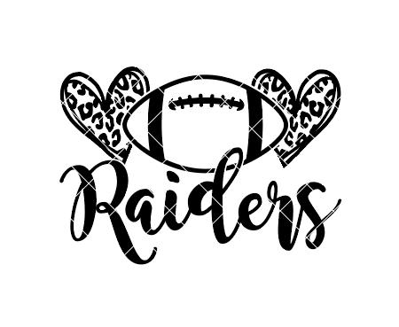 Raiders Football - Hearts With Leopard Print - SVG/DXF/PNG File