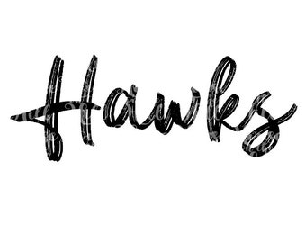 Hawks SVG, Brush Stroke School Spirit Mascot Design