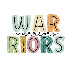 Warriors Football - Colored Block Letters - SVG/DXF/PNG file for cutting machines & sublimation *We can customize in your school/team colors