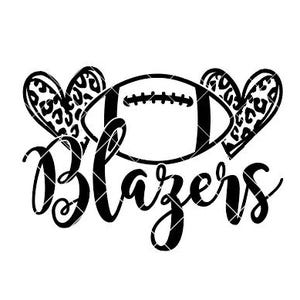 Blazers Football - Hearts with Leopard Print - SVG/DXF/PNG file for cutting machines and sublimation