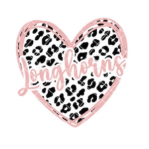 Longhorns - Heart with Leopard Print - SVG/DXF/PNG file for cutting machines and sublimation
