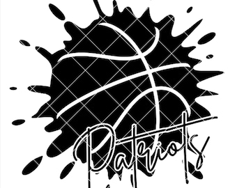 Patriots Paint Splatter Basketball - SVG/DXF/PNG file for cutting machines and sublimation - Customize in school/team colors or mascot