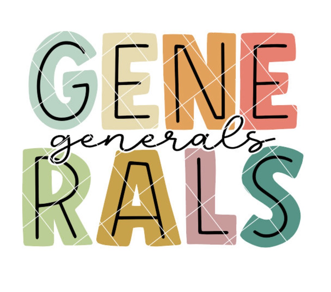 Generals Football - Colored Block Letters - SVG/DXF/PNG File for ...