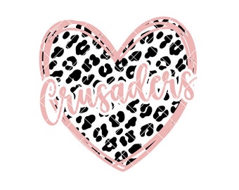 Crusaders - Heart with Leopard Print - SVG/DXF/PNG file for cutting machines and sublimation