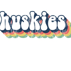 Huskies - Style années 70 - Fichiers SVG/DXF/PNG pour machines de découpe