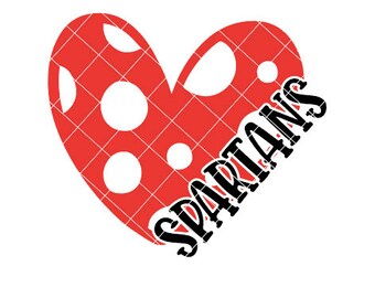 Polka-dotted Heart with Spartans - SVG/DXF/PNG file for cutting machines and sublimation