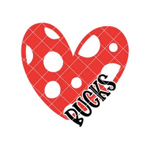Polka-dotted Heart with Bucks - SVG/DXF/PNG file for cutting machines and sublimation