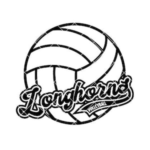 Longhorns Volleyball Retro Script Regular and Distressed - SVG/DXF/PNG file for cutting machines and sublimation