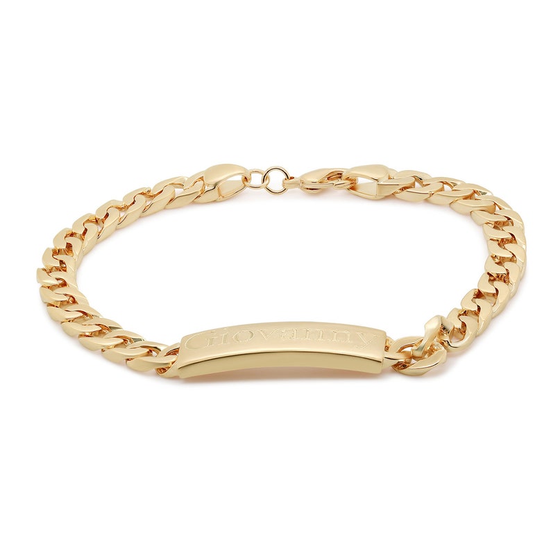 Personalized Men's id bracelet 18K Gold Plated Engraved Etsy