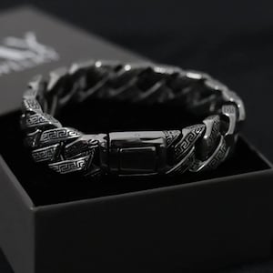 Pulsera de acera para hombre retro extra gruesa - acero inoxidable plateado, 16 mm de ancho, cierre de alta calidad, diseño elegante y duradero, pulsera especial para hombres