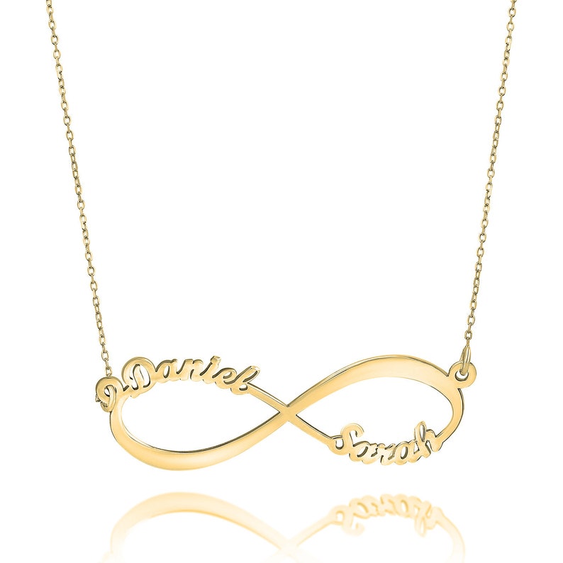 Infinity Name Necklace 14k Gold Yellow or White personalized Etsy