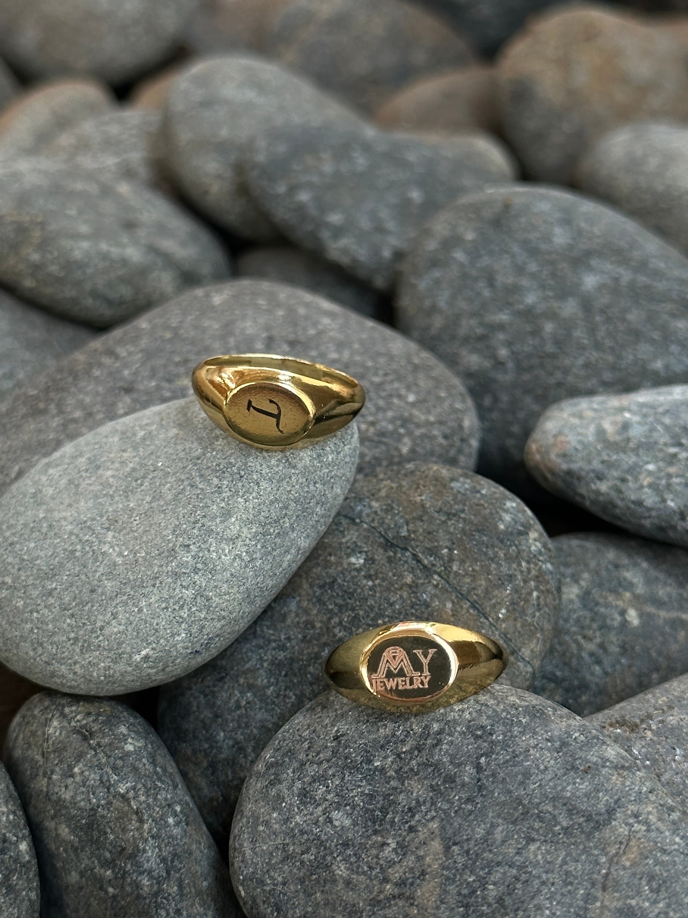 Personalized Oval Signet Pinky Ring Silver or Gold Plated